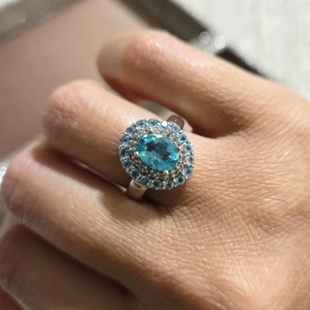 Sterling Silver Blue Topaz Aquamarine Ring